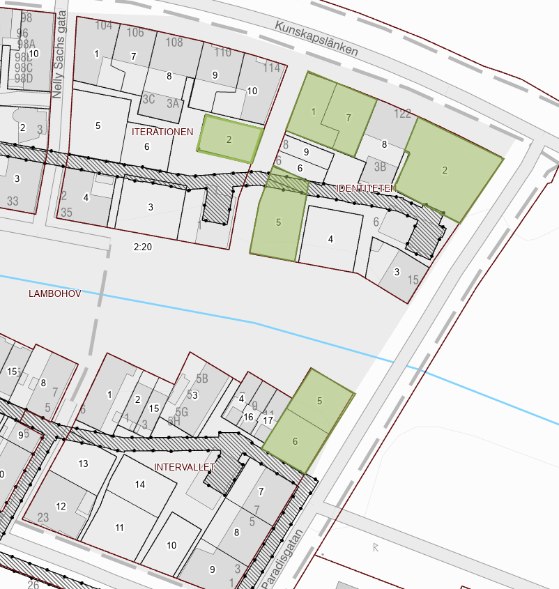 Karat med fastighetsindelningarna