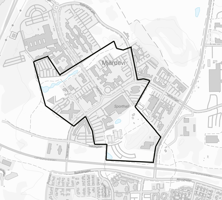 Kartbild med planområdet markerat